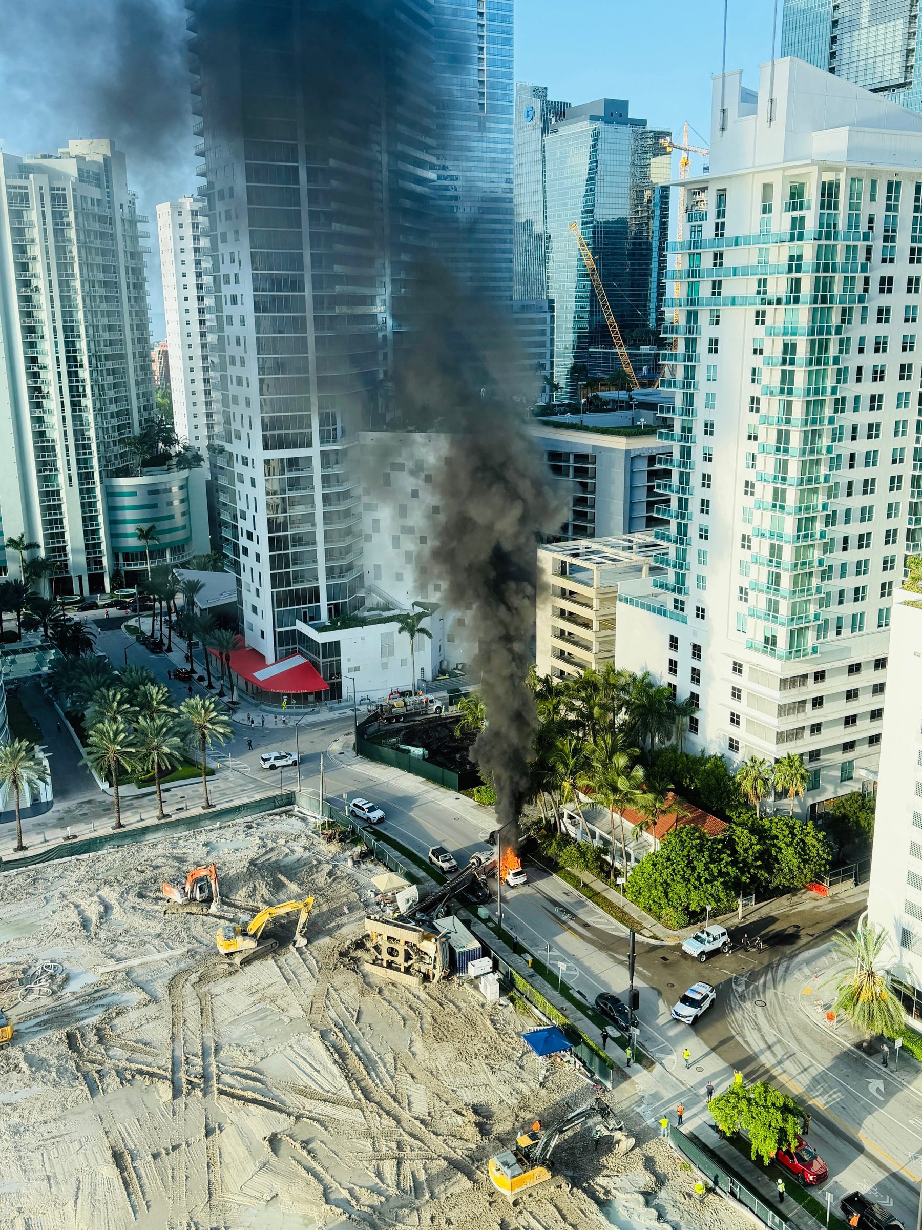 Construction activity near Brickell Bay Drive